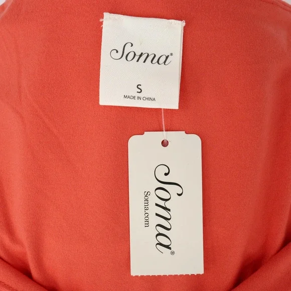 Soma Dress Womens Small Coral Orange Lined Stretch Knit Drawstring Waist New - Picture 3 of 16